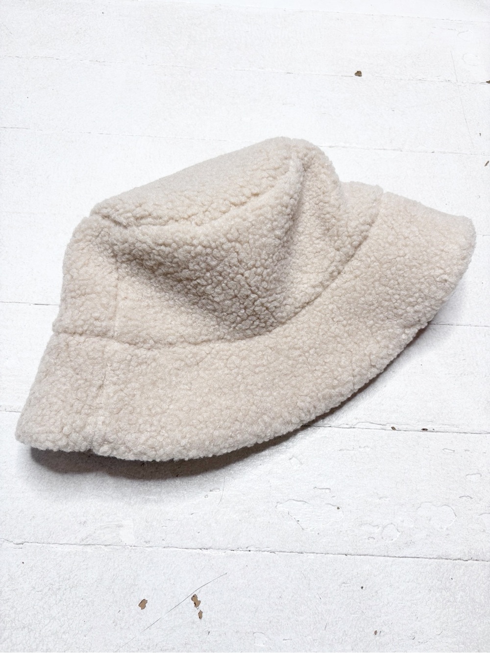 Anthropologie Sherpa Bucket Hat Ivory Beige OS EUC - Picture 2 of 6